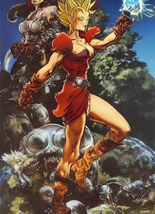 Image similar to chrono trigger as reimagined by frank frazetta and boris vallejo