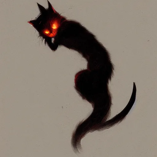 Prompt: Infernal cat, greg rutkowski, trending on artstation.