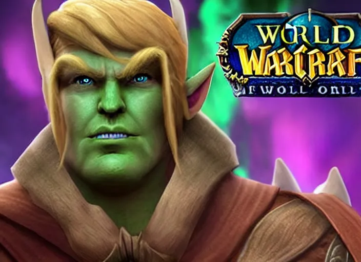 Image similar to donald trump as night elf in world of warcraft