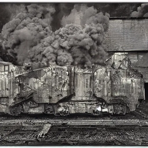 Image similar to a boxcar made of flesh and bone, War Photography, by H.R. Giger