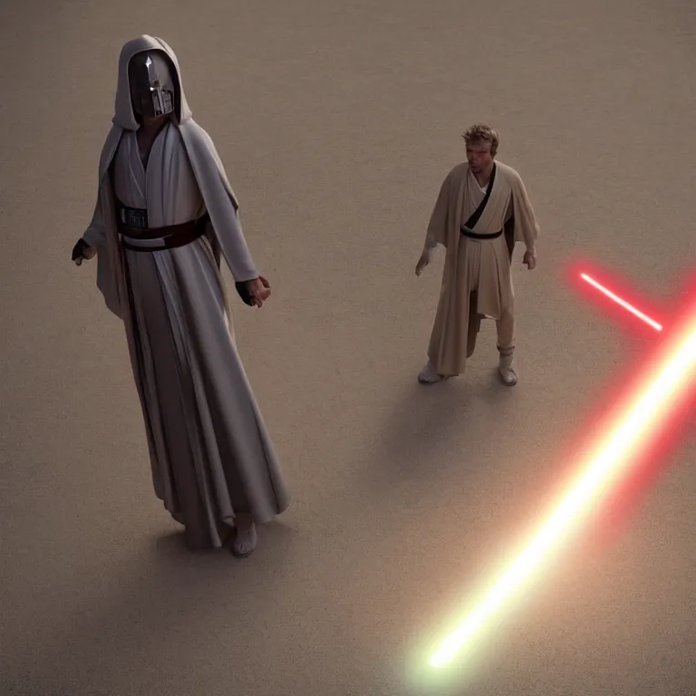 Prompt: A christian Jedi, lightsaber in the shape of the cross, godly aura, detailed cinematic photography, rim light, sharp