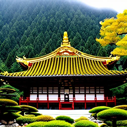 Prompt: zen temple on the mountain