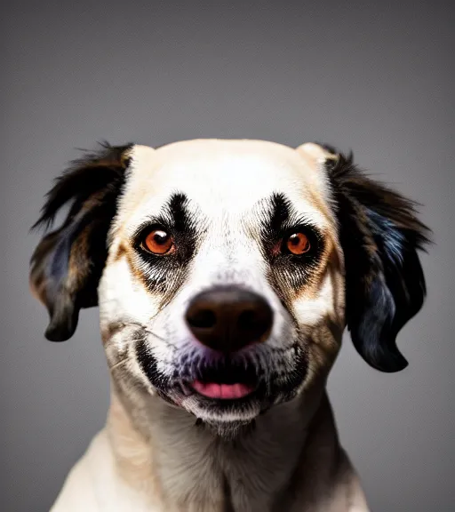 Prompt: high quality colored portrait of a dog that looks like albert einstein, professional lighting, high detail, dslr, 8 k