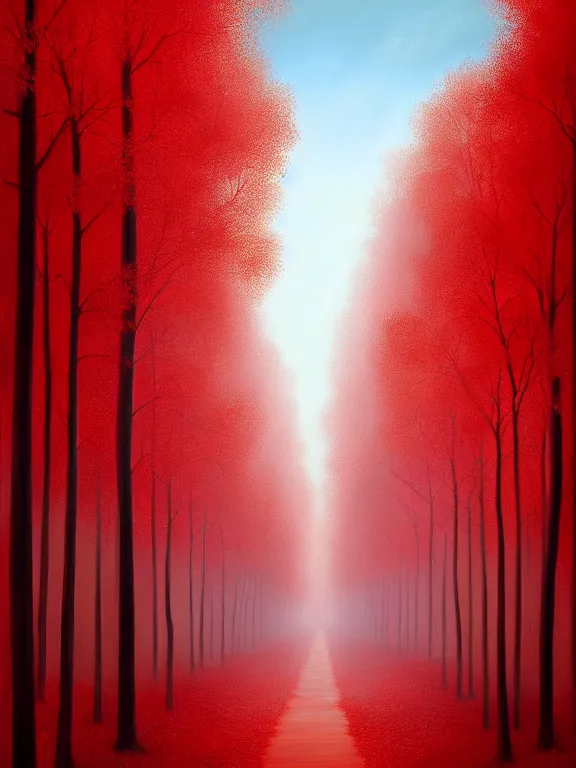 Prompt: A beautiful digital painting of a unending red corridor by Benoit B. Mandelbrot, Steven Belledin, Martin Johnson Heade, Lee Madgwick, and Caspar David Friedrichl 8k artstation