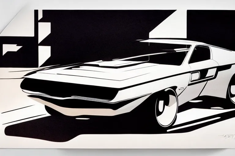 Image similar to car, white background!!!!!!!!!!, design by Syd Mead