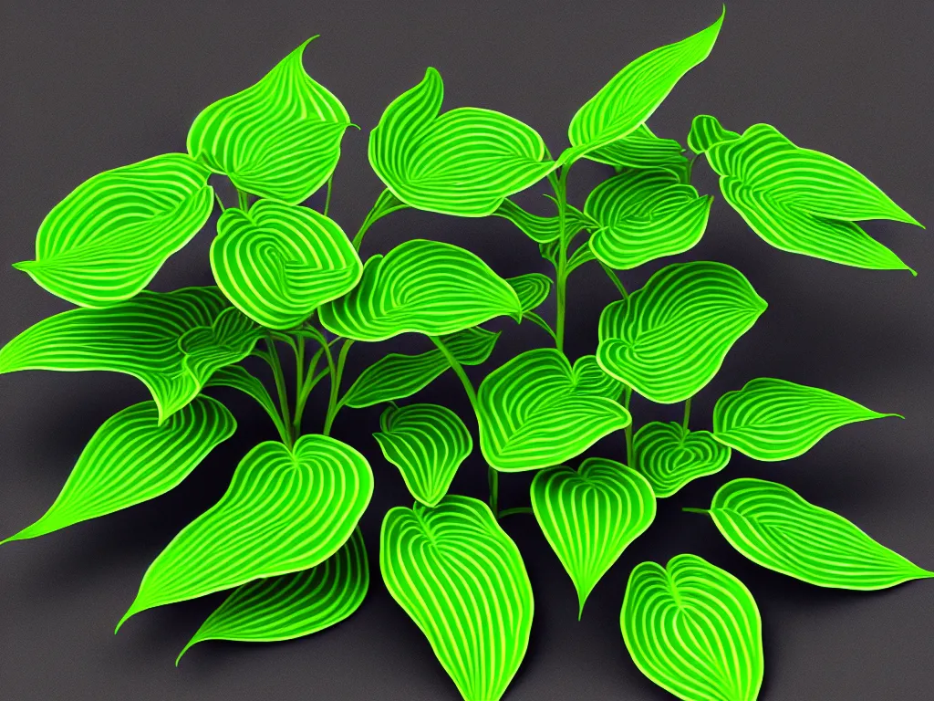 Prompt: 3 d render abundant flowering hosta plants made from ideas, 3 d geometric neon shapes, rule of thirds, clean linework, dramatic, award winning, 4 k, trending on artstation, photorealistic, volumetric lighting, octane render