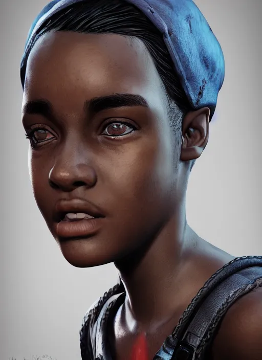 Image similar to An epic fantasy comic book style portrait painting of a young dark skinned girl with short hair dressed as a boy in a cap, unreal 5, DAZ, hyperrealistic, octane render, cosplay, RPG portrait, dynamic lighting