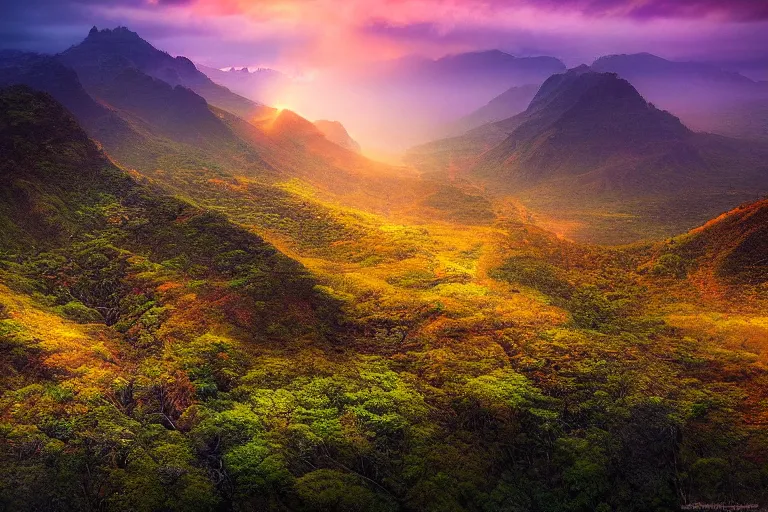 Image similar to amazing landscape photo of Western Ghats by marc adamus, beautiful, dramatic lighting