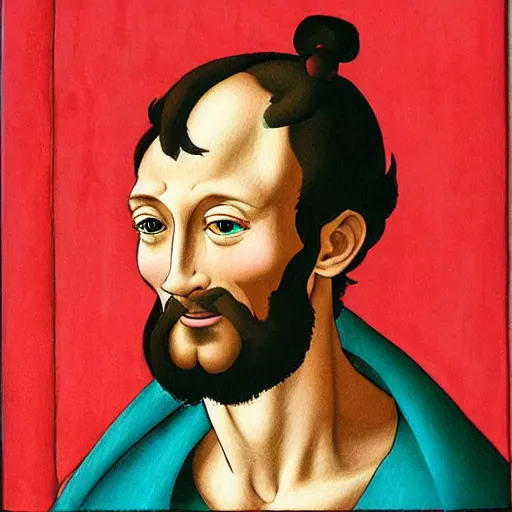 Prompt: portrait painting of happy Michelangelo di Lodovico in the style of japanese cartoon