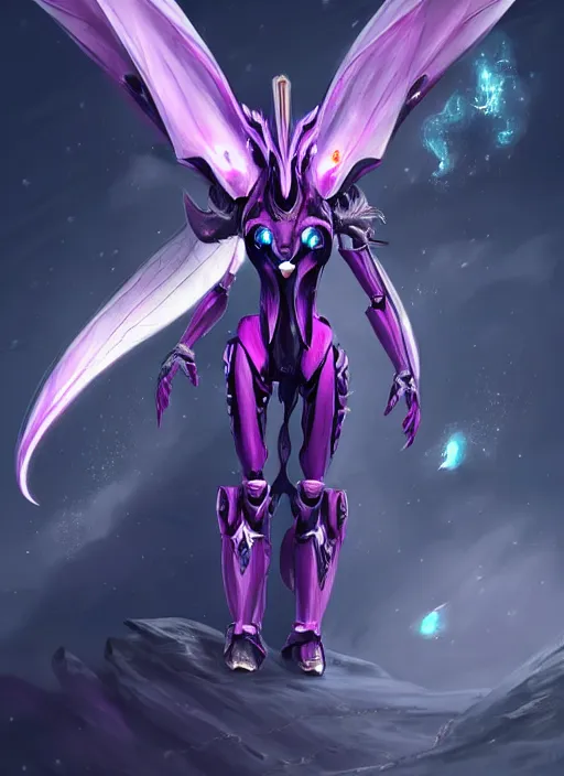 Image similar to cinematic, hyperdetailed elegant beautiful stunning giant anthropomorphic mecha hot female dragon goddess, sharp spines, sharp metal ears, smooth purple eyes, smooth fuschia skin, silver armor, nebula size, space, epic proportions, epic scale, macro giantess, warframe, destiny, furry, dragon art, goddess art, giantess art, furaffinity, octane