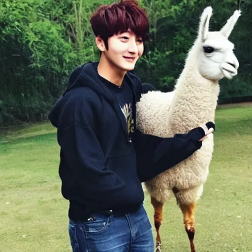 Prompt: jung kook with a llama, 8 k