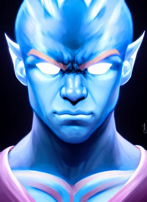 Image similar to symmetry!! portrait of blue akuma, street fighter, global illumination!! intricate, elegant, highly detailed, digital painting, artstation, concept art, smooth, sharp focus, illustration, art by artgerm and greg rutkowski and alphonse mucha