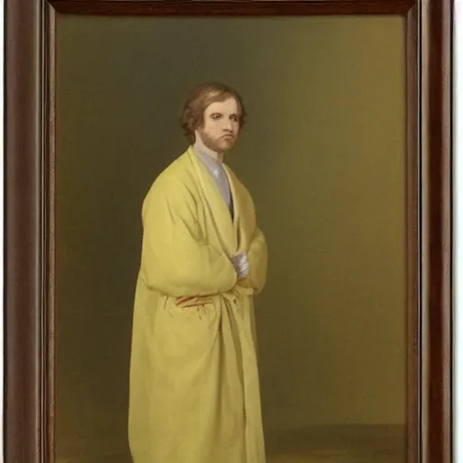Image similar to A portrait of a fox in a pale yellow flowing robe by Robert Cleminson and Carl Friedrich Deiker