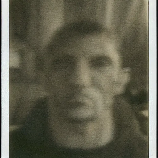 Image similar to polaroid of Geraldo of rivia face shot by Tarkovsky