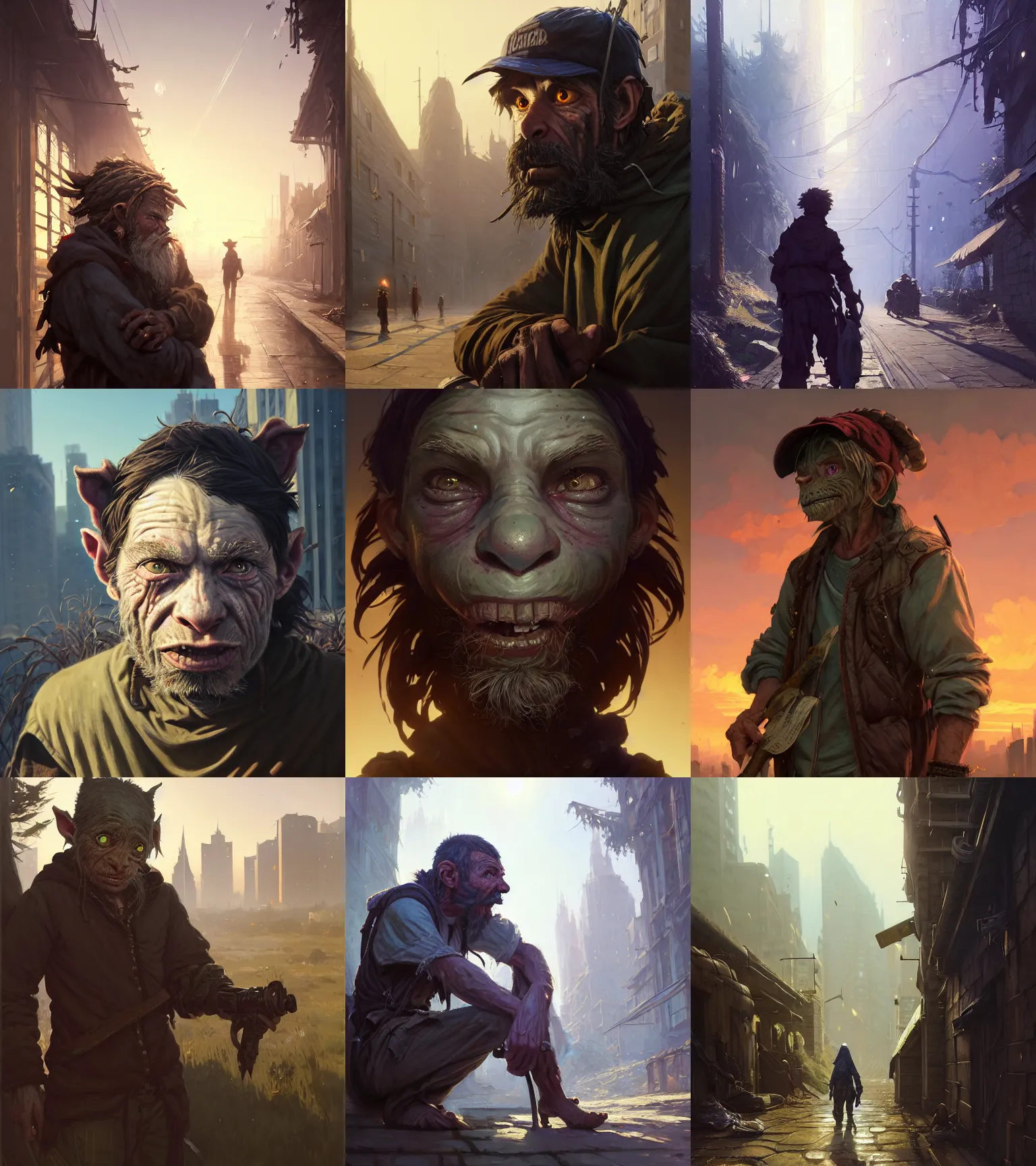 Prompt: Highly detailed portrait of homeless goblin slayer, in GTA V, Stephen Bliss, unreal engine, fantasy art by Greg Rutkowski, Loish, Rhads, ferdinand knab, Makoto Shinkai and Lois van baarle, ilya kuvshinov, rossdraws, Tom Bagshaw, global illumination, radiant light, detailed and intricate environment, 8 bit