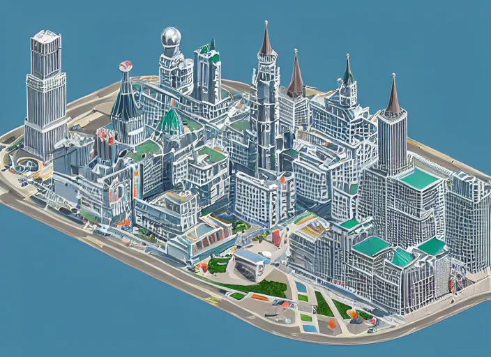 Image similar to moscow isometric aerial lowpoly