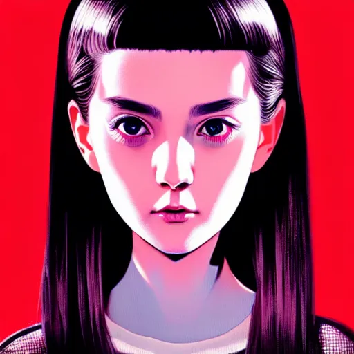 Image similar to famous young actress with bored eyes and dark circles staring into your soul. underground box office hit, comedy and seventies italian horror movie, unreal engine, intricate, ultra detailed 8 k, ambient occlusion, best, cool, extremely beautiful and aesthetic shape of face and neck, art by hiroaki samura and ilya kuvshinov and rossdraws andy warhol