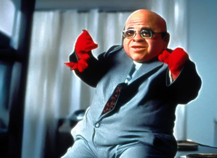 Image similar to film still of Danny Devito as Mini Me from Austin Powers 1999