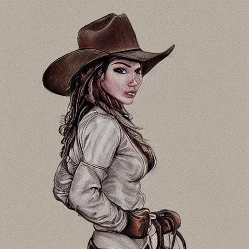 Prompt: female cowboy art by felice house