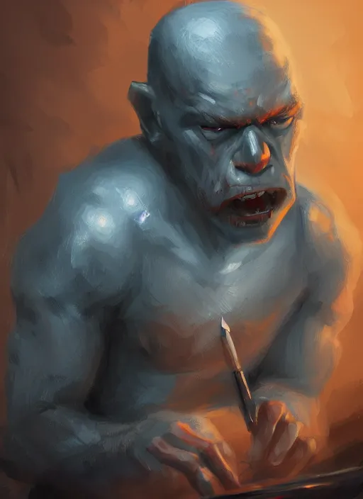 Prompt: an angry looking person typing an angry message on twitter, style digital oil painting, concept art, smooh, sharp focus, 8 k, artstation