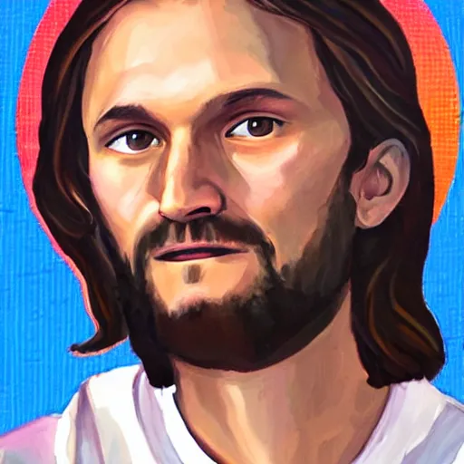 Prompt: portrait of vitalik buterin as jesus