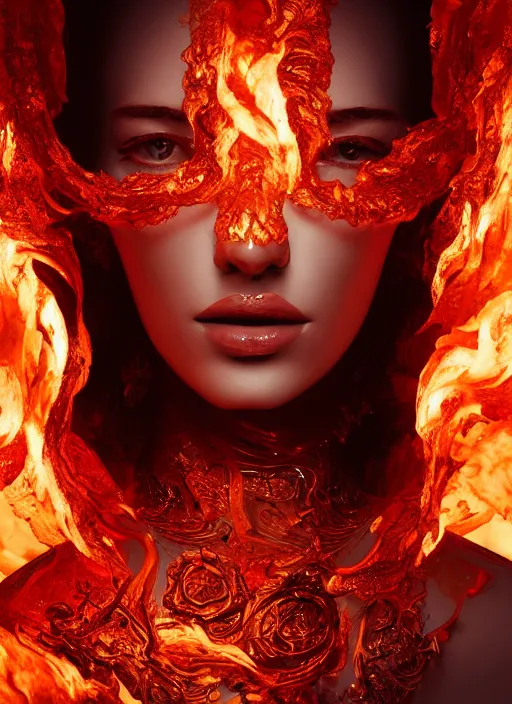 Image similar to sculpture made of flame, portrait, female, future, torch, fire, harper's bazaar, vogue, fashion magazine, intricate, concept art, close up, ornate, luxury, elite, elegant, trending on artstation, by ruan jia, by Kenneth Willardt, by ross tran, by WLOP, by Andrei Riabovitchev,