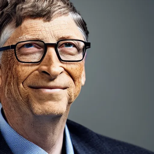 Image similar to portrait photo still of real life bill gates, intricate design, 8 k, 8 5 mm f 1. 8