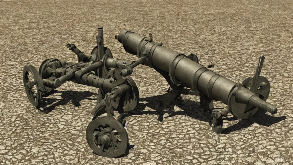 Image similar to howitzer cannon, world war 2, high quality, high detail, photorealistic,