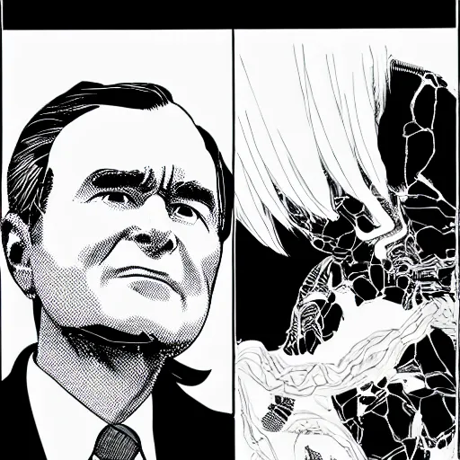 Image similar to George H.W. Bush, by Tsutomu Nihei, 8K, manga