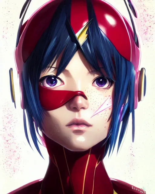 Image similar to portrait Anime as Flash girl cute-fine-face, pretty face, realistic shaded Perfect face, fine details. Anime. realistic shaded lighting by katsuhiro otomo ghost-in-the-shell, magali villeneuve, artgerm, rutkowski, WLOP Jeremy Lipkin and Giuseppe Dangelico Pino and Michael Garmash and Rob Rey