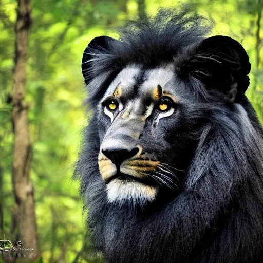 professional wildlife photograph of a black lion | Stable Diffusion ...