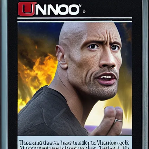 Image similar to The Rock uno card deck, 8k, photorealistic imagery