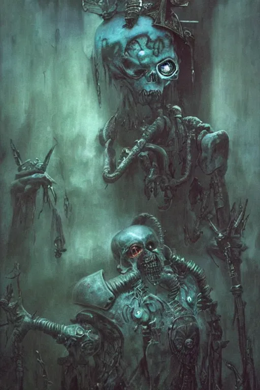 Image similar to warhammer 4 0 k occult necromancer by beksinski, high detail hyperrealistic