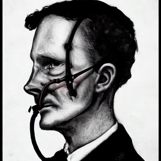 Image similar to ! dream hannibal lector, in the style of charles dulac. symmetry, smooth, sharp focus, semi - realism, intricate detail