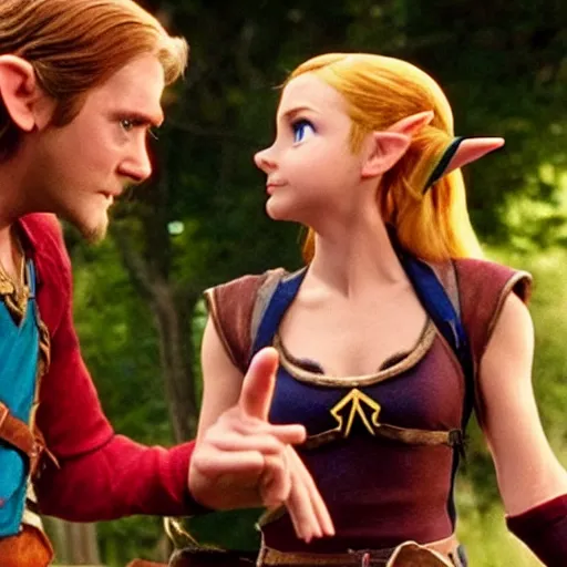 Image similar to Still of a movie adaptation of zelda, cinematic , technicolor