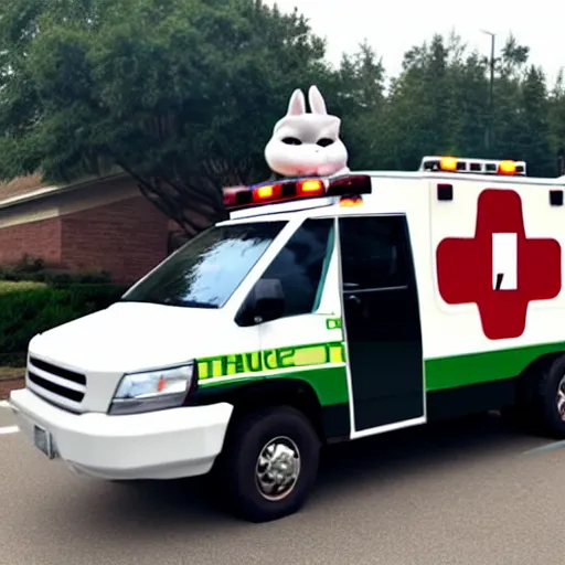 Image similar to big chungus meme, anthropomorphic ambulance shaped like big chungus, high resolution photo