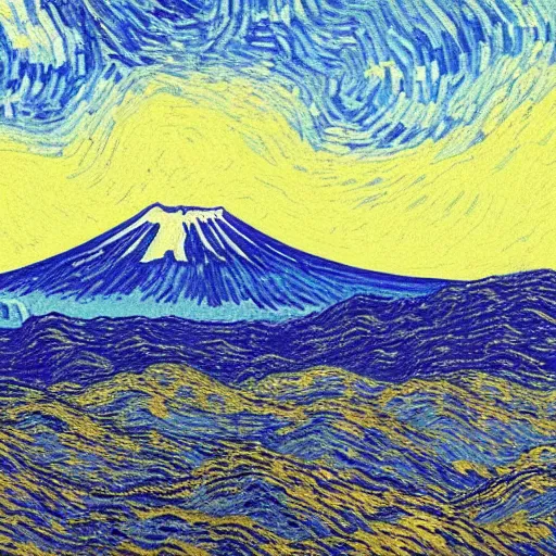 Image similar to Mount Fuji, Vincent Van Gogh, wallpaper