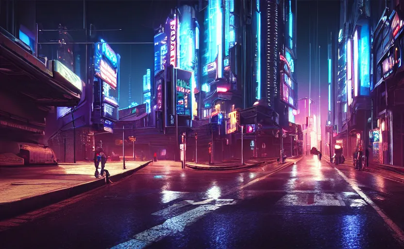 photorealistic Cyberpunk city street with flying cars | Stable ...