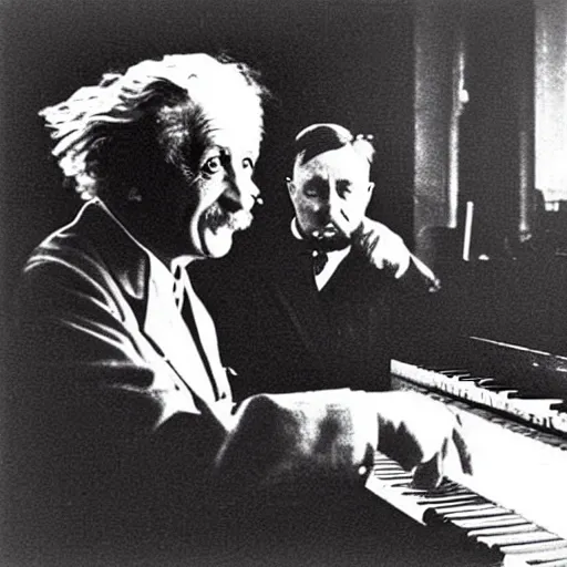 Prompt: “ 1 9 3 3 go pro photo of albert einstein and adolf hitler playing a duet on piano, award winning ”