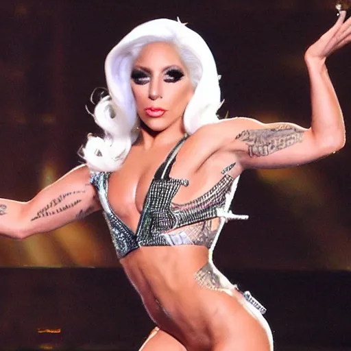 Prompt: masculine muscular lady Gaga