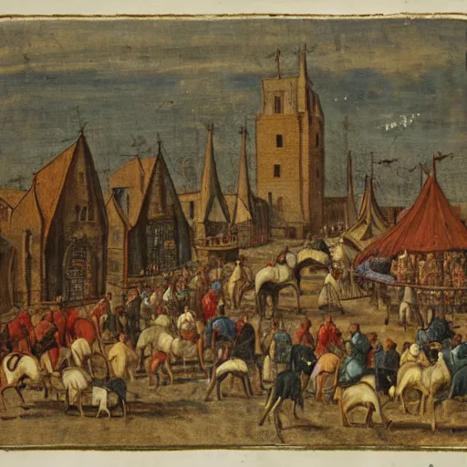 Image similar to a medieval horse market