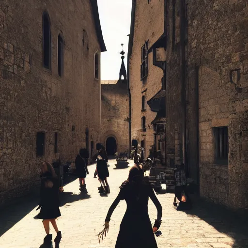 Prompt: Nox casting shadows across a medieval city