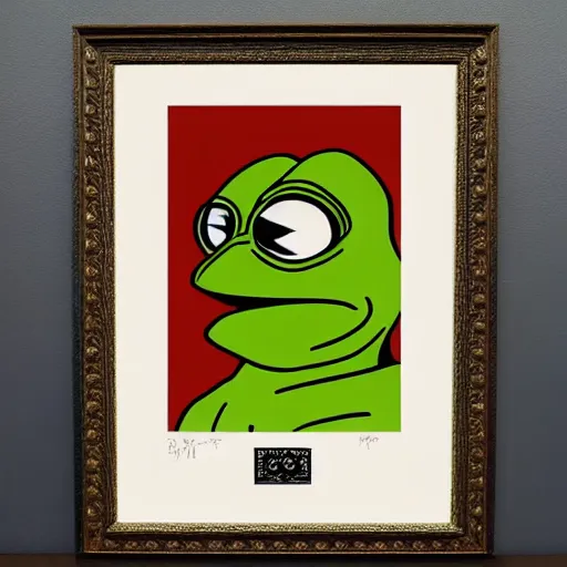 Prompt: a brilliant epic isograph print of pepe the frog by josep tapiro baro in the style of baroque art, trending on art station