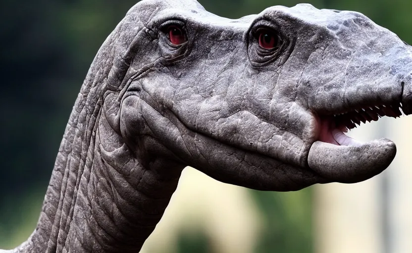 Image similar to mark zuckerbergs face on a long neck apatosaurus dinosaur