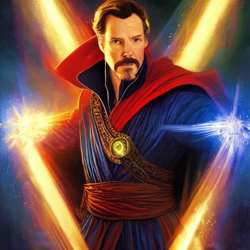 Image similar to joe biden as doctor strange, radiant light, caustics, heroic, bright iridescent light, by gaston bussiere, bayard wu, greg rutkowski, maxim verehin