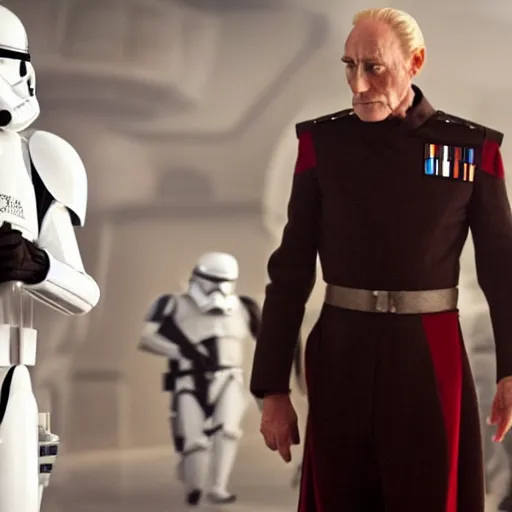 Prompt: tywin lannister as a imperial officer in star wars, movie still, epic quality, cinematic, 4 k, atmospheric