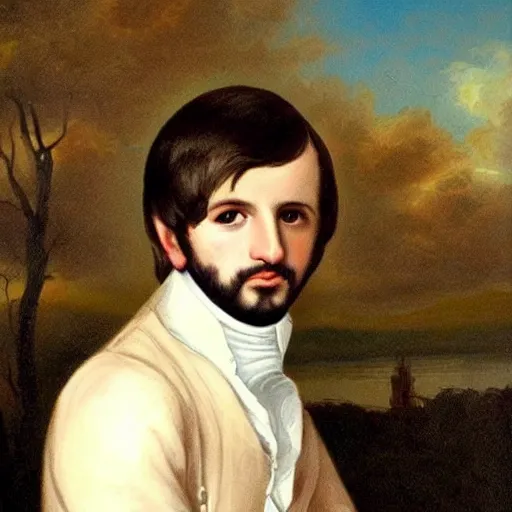 Image similar to regency era painting of a young ringo starr clean shaven