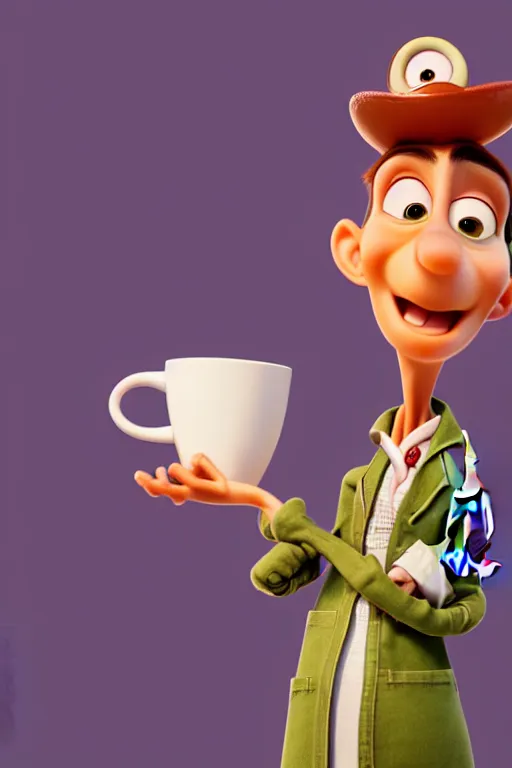 Prompt: portrait of a doctor holding a cup of coffee, hospital in background, full body. pixar disney 4 k 3 d render funny animation movie oscar winning trending on artstation and behance. ratatouille style.