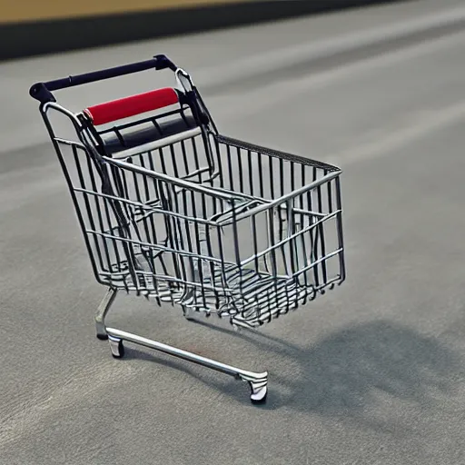 Image similar to a photo realistic battered shopping cart