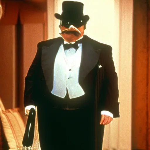 Image similar to film still of wilford brimley as the penguin in batman 1 9 9 1.